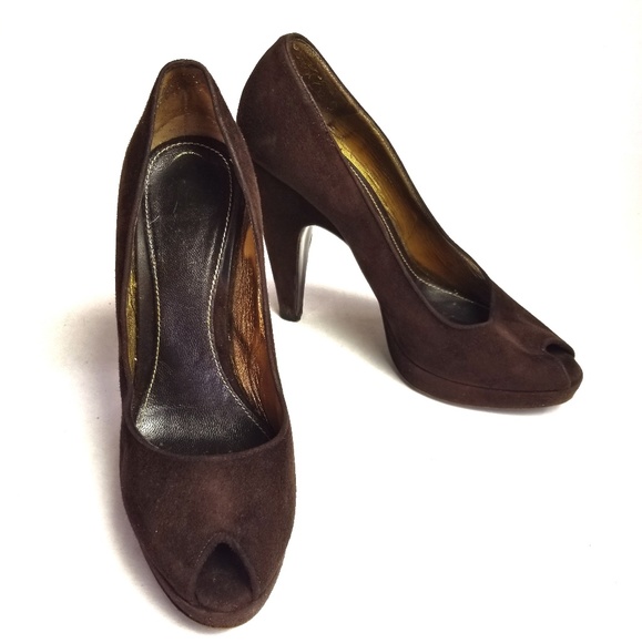 Prada Shoes - Vintage Prada Brown Suede Open Toe Shoes H…